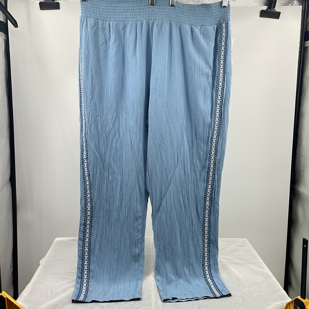NWT Style & Co Global Escape blue elastic waist maternity pants Size Extra Large